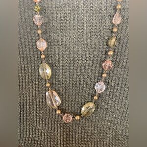 Premier Designs Pink and Gold faceted Beaded Necklace